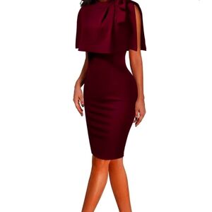 Vintage Women's Maroon Midi Dress Size Small